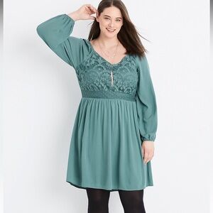 Maurices Dusty Teal Long Sleeve Dress